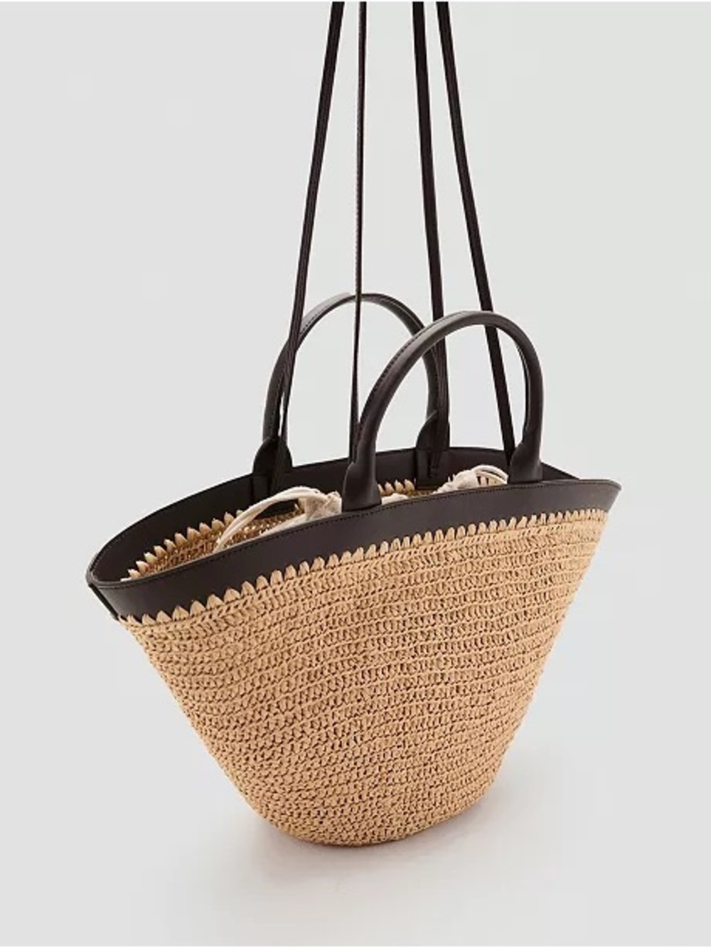 Mango Women's Large Double Handle Natural Fiber Bag